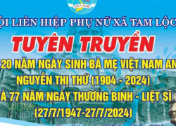 Hội LHPN xã Tam Lộc tổ chức sinh hoạt chuyên đề tuyên truyền 120 năm ngày sinh của Bà Mẹ Việt Nam Anh hùng Nguyễn Thị Thứ (1904-2024)